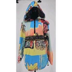 Reason Jean Michael Basquiat Jacket Small All Over Print 1/4 Zip Pullover Hoodie